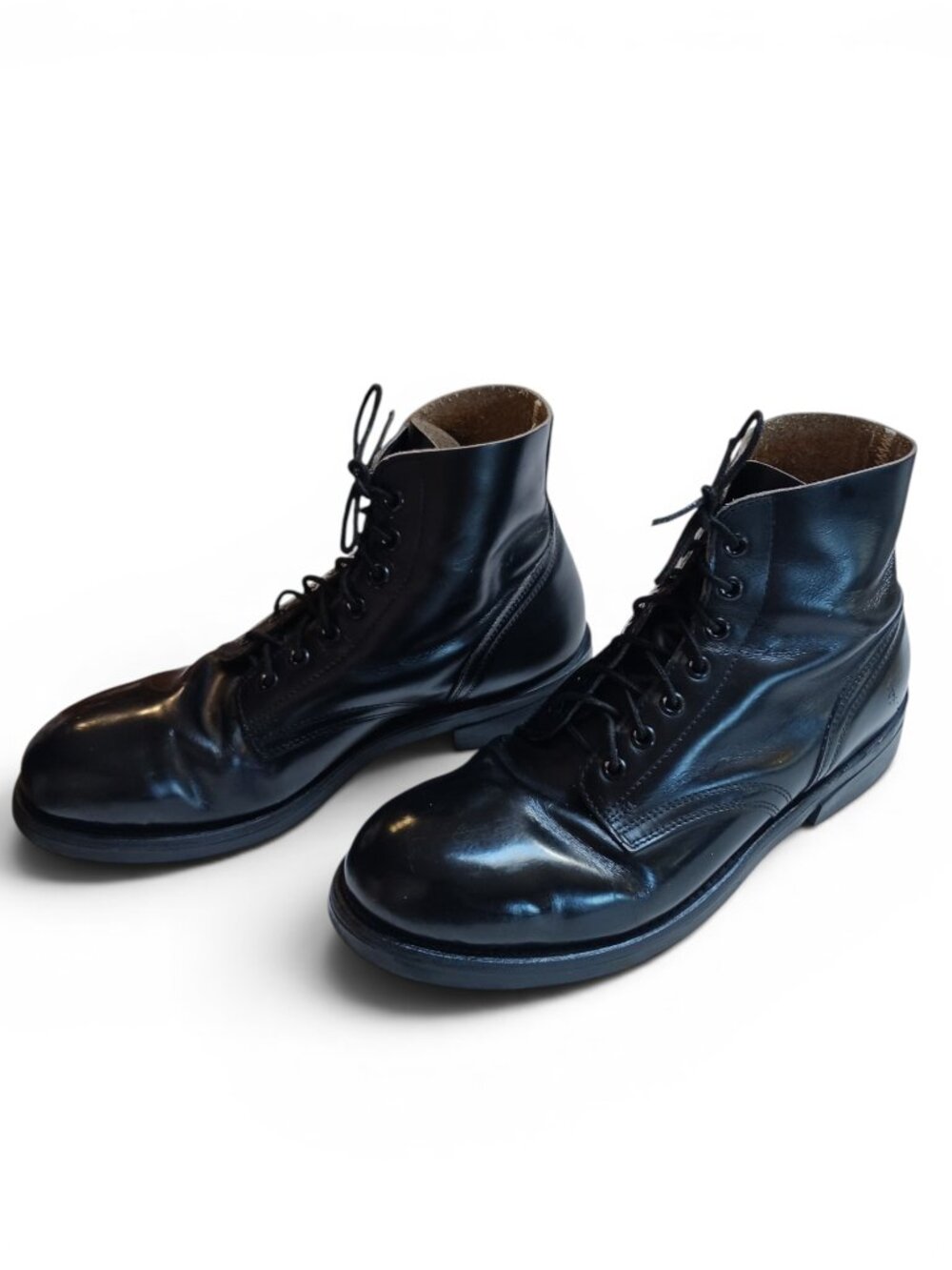 Vintage 90's  Military Issue Black Leather Boots 8.5E  Oil Resistant Rubber Sole - Picture 14 of 16